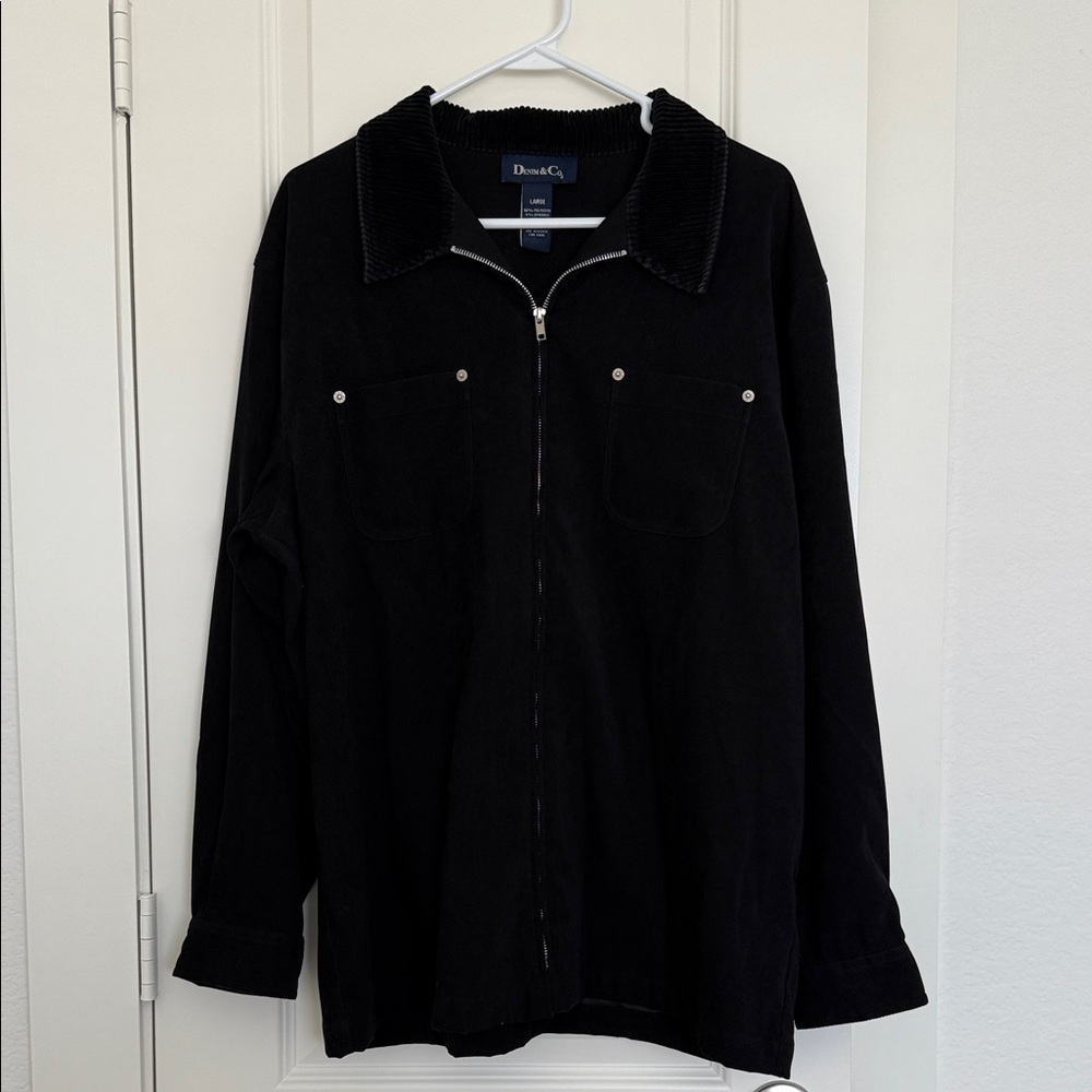 Denim&Co Corduroy Collar Zip-Up Jacket